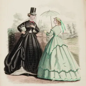Hoopskirt Prints: Fashion Plate - Petit Courrier des Dames Modes de Paris, 1866-67. Creator: Gilquin fils