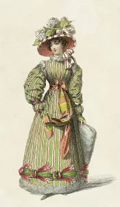 Hand Warmer Prints: Fashion Plate (Promenade Dress), 1827. Creator: Rudolph Ackermann