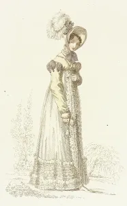 Flounced Skirt Prints: Fashion Plate (Walking Dress), 1818. Creator: Rudolph Ackermann