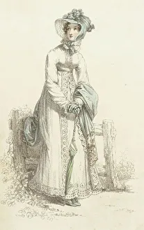 Fashion Plate (Walking Dress), 1820. Creator: Rudolph Ackermann