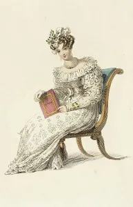 Flounce Prints: Fashion Plate (Wedding Dress), 1827. Creator: Rudolph Ackermann