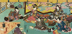 Toyokuni Iii Prints: Fashionable Man Entertained in a House of Pleasure