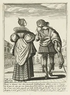 A fashionably dressed couple with a diamond ring, c. 1620-1630