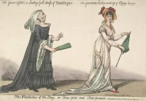 The Fashions of the Day - or Time Past and Time Present: The Year (1740) a Lady's Full... ca. 1808. Creator: Anon
