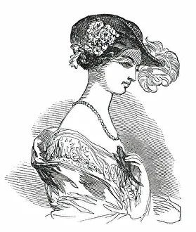 Fashions for May - Crinoline Hat, for Opera, &c. 1850. Creator: Unknown. Fashions for May - Crinoline Hat, for Opera, &c. 1850. Creator: Unknown