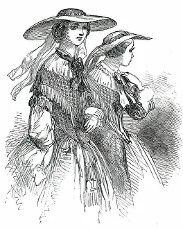 Wide Brimmed Prints: Fashions for May - Straw Hats, for Promenade, 1850. Creator: Unknown