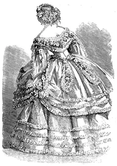 Fashions for November - Robe of White Crape over a slip of White Satin, 1858. Creator: Unknown