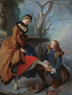 Chivalry Prints: Fastening the Skate, c18th century. Creator: Nicolas Lancret