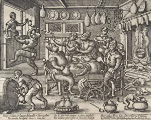 Barrels Prints: The Fat Kitchen, from the series Monkeys. Creator: Peeter van der Borcht