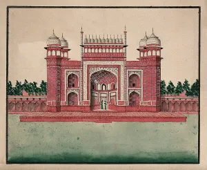 Sandstone Prints: Fatehpur Sikri: Bulund Darwaza (?), (between 1800 and 1899?). Creator: Unknown