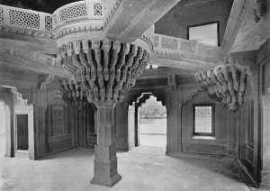 Audience Hall Prints: Fatehpur Sikri. Pillar in the Dewan-i-Khas, c1910. Creator: Unknown