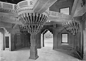 Timurid Gallery: Fatehpur Sikri. Pillar in the Dewan-i-Khas, c1910. Creator: Unknown
