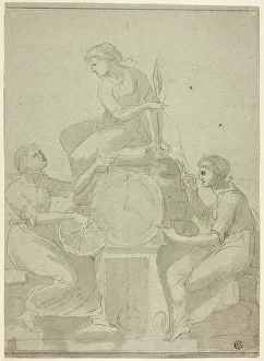 Three Fates Prints: Three Fates (Design for Clock), 18th century. Creator: Unknown