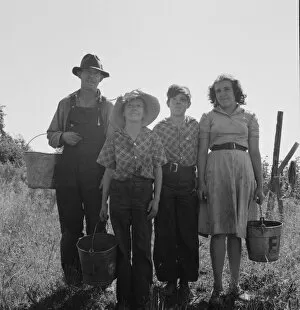 Bucket Collection: Father and children came from Albany... near West Stayton, Marion county, Oregon, 1939
