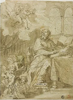 Lead White Prints: Father of the Church Writing in His Study, n.d. Creator: Unknown