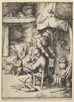 Adrian Ostade Collection: Father Feeding his Child, 1610-85. Creator: Adriaen van Ostade