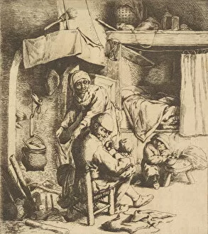 Adrian Ostade Collection: Father Feeding Child, 1610-85. Creator: Unknown