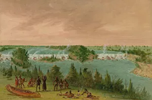 Canoe Gallery: Father Hennepin and Companions at the Falls of St. Anthony. May 1, 1680, 1847 / 1848