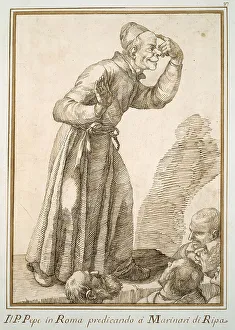 Pier Leone Ghezzi Prints: Father Pepe Preaching to Sailors, c.1740. Creator: Pier Leone Ghezzi