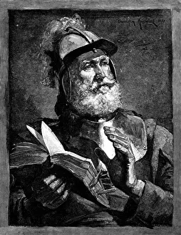 Roundhead Prints: The Father of the Regiment, drawn by Davidson Knowles, 1883. Creator: Eugene Froment