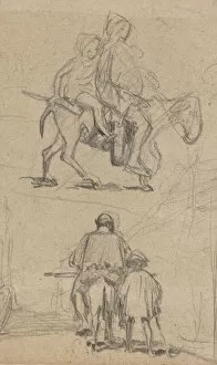 Vedder Elihu Gallery: Father, Son, and Donkey, c. 1859. Creator: Elihu Vedder