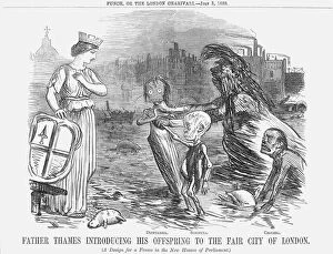 Sick Gallery: Father Thames introducing his offspring to the fair city of London. 1858
