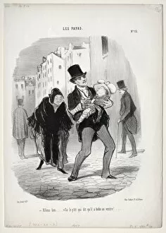 Honoré Daumier French Gallery: Fathers, plate 13: Come along, dear... 1847. Creator: Honore Daumier (French, 1808-1879)