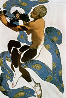 Nijinsky Gallery: The Faun (Nijinsky), costume design for the Ballets Russes, 1912. Artist: Leon Bakst