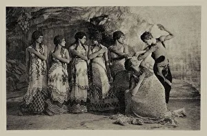 Faun (Nijinsky) and five maenads. Scene from the Nijinsky ballet The Afternoon of a Faun, 1912. Creator: De Meyer, Baron Adolphe Edward Sigismund (1868-1946). Faun (Nijinsky) and five maenads