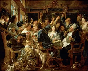 Fun Atmosphere Collection: The Feast of the Bean King, ca 1640-1645. Artist: Jordaens, Jacob (1593-1678)