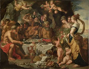 Nephropidae Prints: Feast of the Gods in a Cave near the Sea Shore. Creator: Gerard Seghers