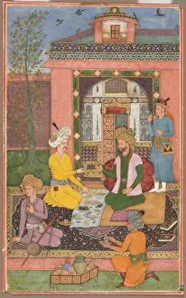 Muhammad Ali Gallery: A feast in a pavilion setting, c. 1620. Creator: Muhammad Ali (Persian, active 1590-1620)