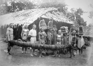 Hawaiian Prints: Feather money, brought to Forrests house at Nelua, 1892