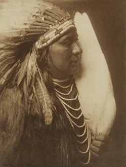 Beads Prints: Three Feathers-A Nez Perce Native American, 1905. Creator: Edward Sheriff Curtis