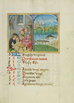 Firewood Prints: February Calendar Page: Keeping Warm: Pisces; Book of Hours