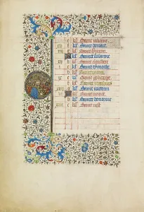Papal Crown Prints: February Calendar Page: Saint Peter with key; Book of Hours