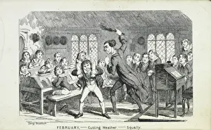 Schoolchild Prints: February - Cutting Weather - Squally, 1835-1853. Creator: George Cruikshank
