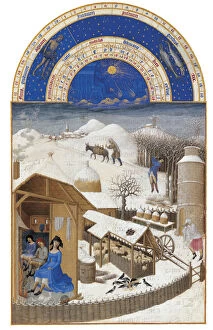 Chantilly Gallery: February (Les Tres Riches Heures du duc de Berry), 1412-1416. Creator: Limbourg brothers
