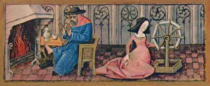 Count Of Angouleme Prints: February - spinning, late 15th century, (1939). Creator: Robinet Testard