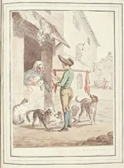 1776 Prints: Feeding the Cats at Rome, leaf from A Collection of Dresses by David Allan Mostly from Nature