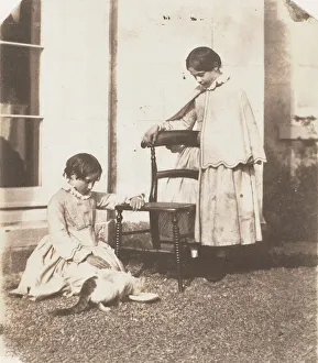 Llewelyn John Dillwyn Prints: Feeding Poor Puss, 1853-56. Creator: John Dillwyn Llewelyn