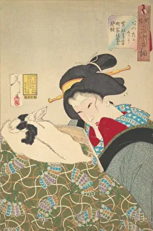 Felines Prints: Feeling Warm, 1888. Creator: Tsukioka Yoshitoshi