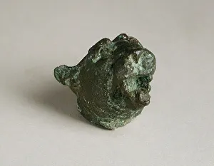 Roman Period Prints: Feline Head Figurine, Roman Period (100-400 CE) or later. Creator: Unknown