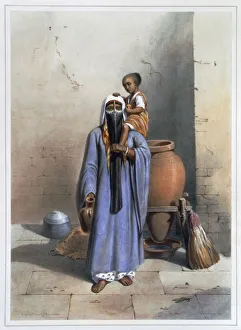 Achille Constant Theodore Emile Gallery: Fellah woman and child, 1848. Artist: Charles Bour