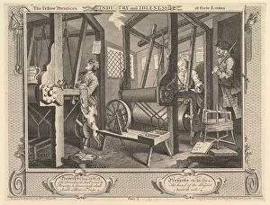 Loom Gallery: The Fellow Prentices at their Looms: Industry and Idleness, plate 1, September 30, 1747