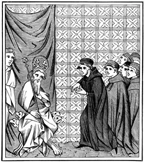 Fellows of the University of Paris haranguing the Emperor Charles IV (1316-1378) in 1377 (1849)