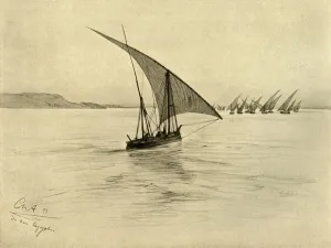 Feluccas on the River Nile, Cairo, Egypt, 1898. Creator: Christian Wilhelm Allers Feluccas on the River Nile, Cairo, Egypt, 1898. Creator: Christian Wilhelm Allers