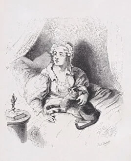 The Female Cat from The Complete Works of Béranger, 1836. Creator: John Thompson