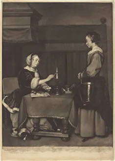 Lighting Device Prints: The Female Correspondent, 1771. Creator: James Watson