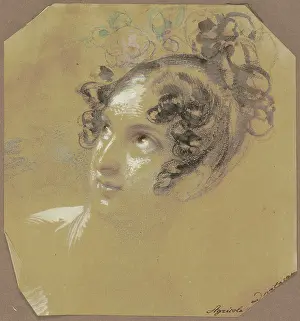 Coal Prints: Female head. Creator: Karl Joseph Aloys Agricola